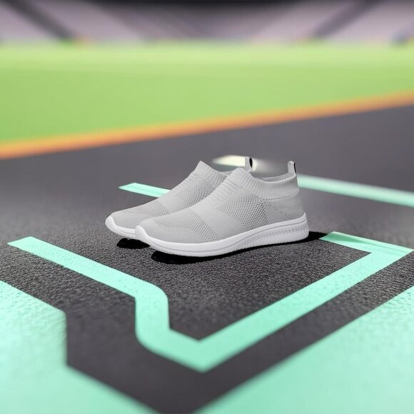 Sillenorth Mens Light Gray Sock Sneakers Lightweight Flat Casual Running Shoes - Picture 7 of 7